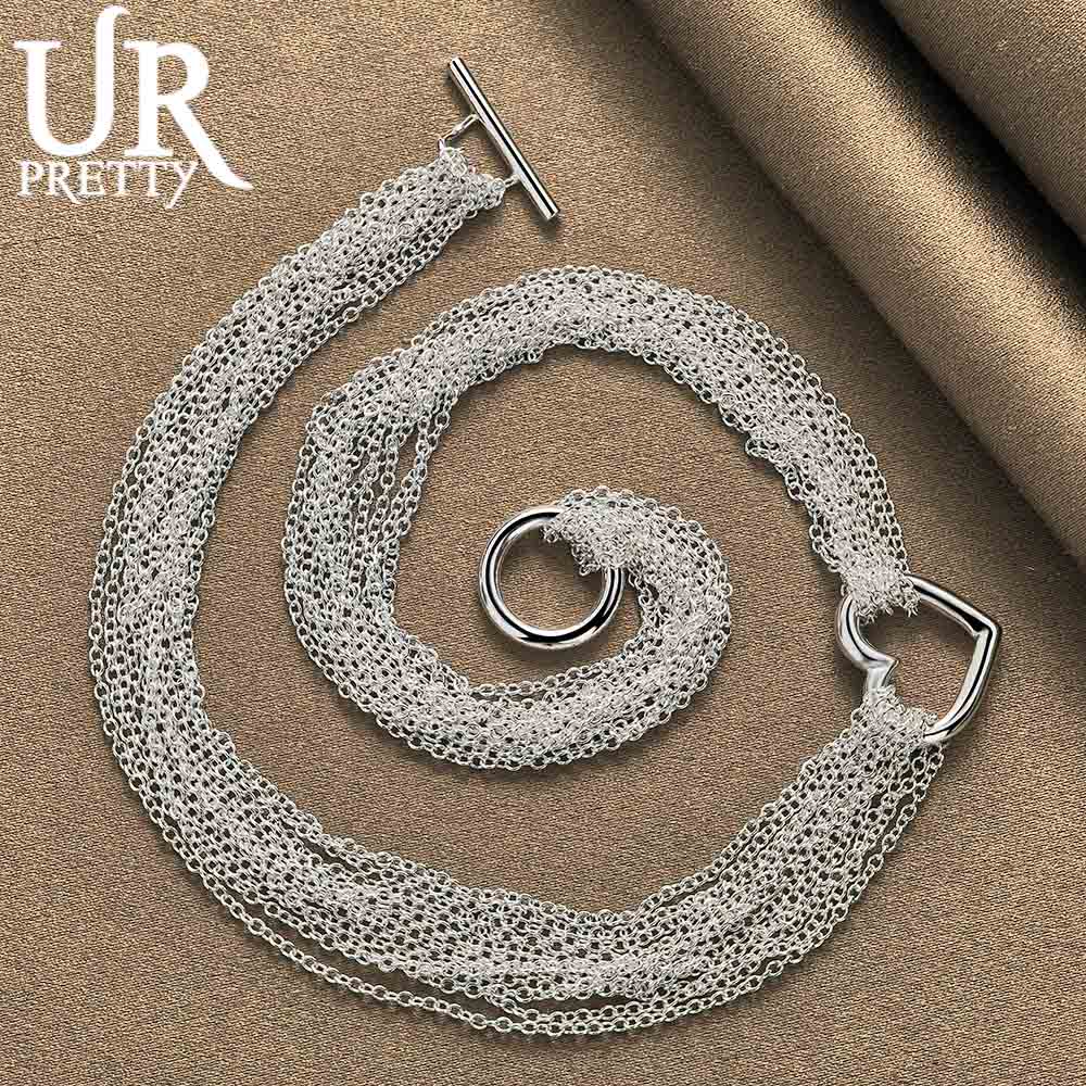 Женские многорядные модные свадебные украшения из стерлингового серебра 925 пробы в форме сердца