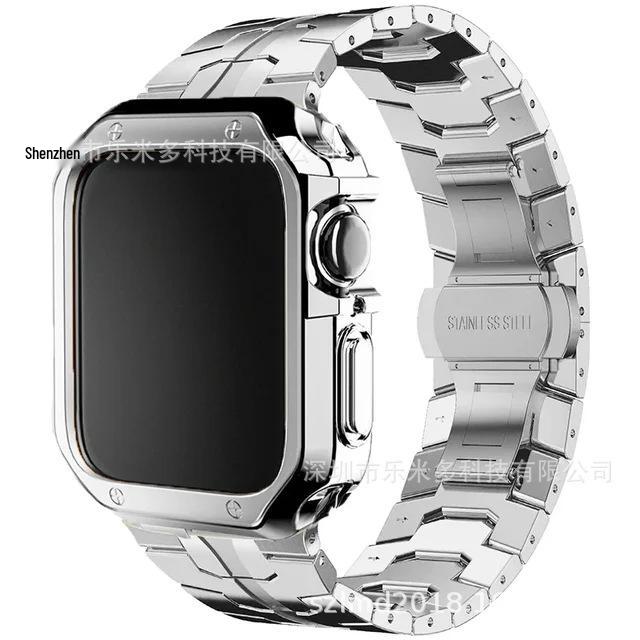 Чехол-броня из нержавеющей стали Железный Человек с ТПУ ремешком для Apple Watch