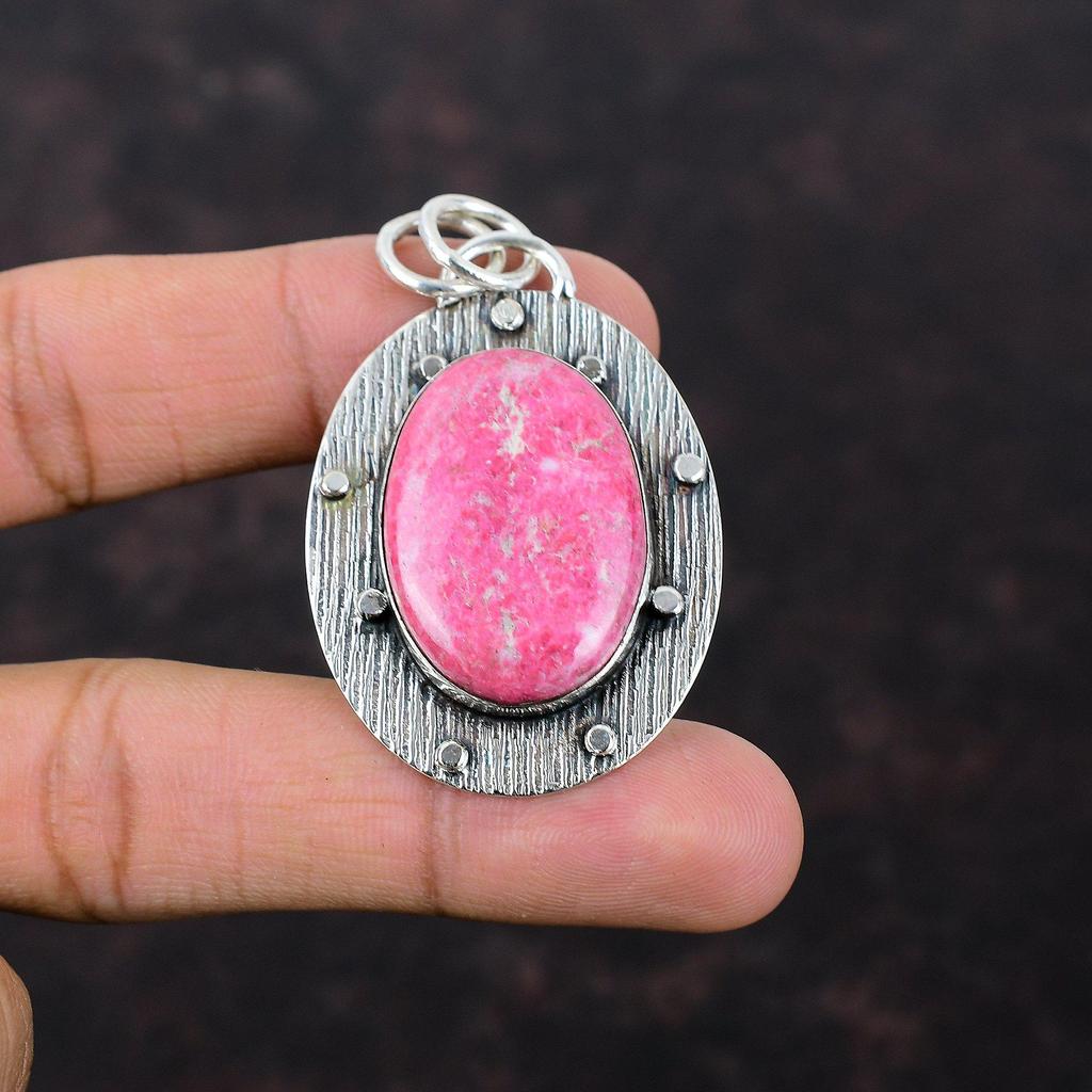 Thulite Pendant Handmade Jewelry 925 Sterling Silver Pendant High Quality Gemstone Pendant Thulite Jewelry Gift For Friend Statement Pendant