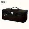 Storage Bag Double-Layer Large Capacity Zipper Travel Case with Hair Tool Compartments Durable Nylon Portable Makeup Bag