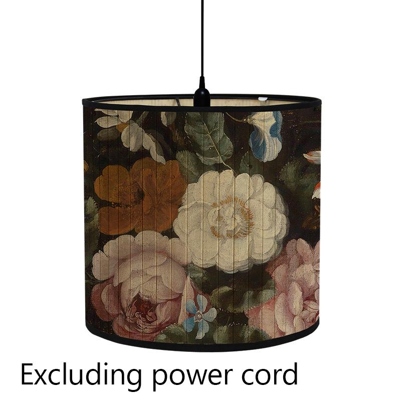 Абажур с цветочным принтом птицы, складной ретро бамбуковый абажур, абажуры ручной работы с зелеными растениями