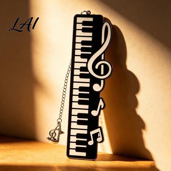 Unique Bookmark With Charm Piano Bookmark Stainless Steel Music Note Page Marker Musical Decorative Book Accessory for Lovers Black White