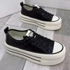 Весенние и осенние повседневные туфли на толстой подошве для женщин 2024 года, новые парусиновые спортивные туфли в студенческом стиле, женская вулканизированная обувь