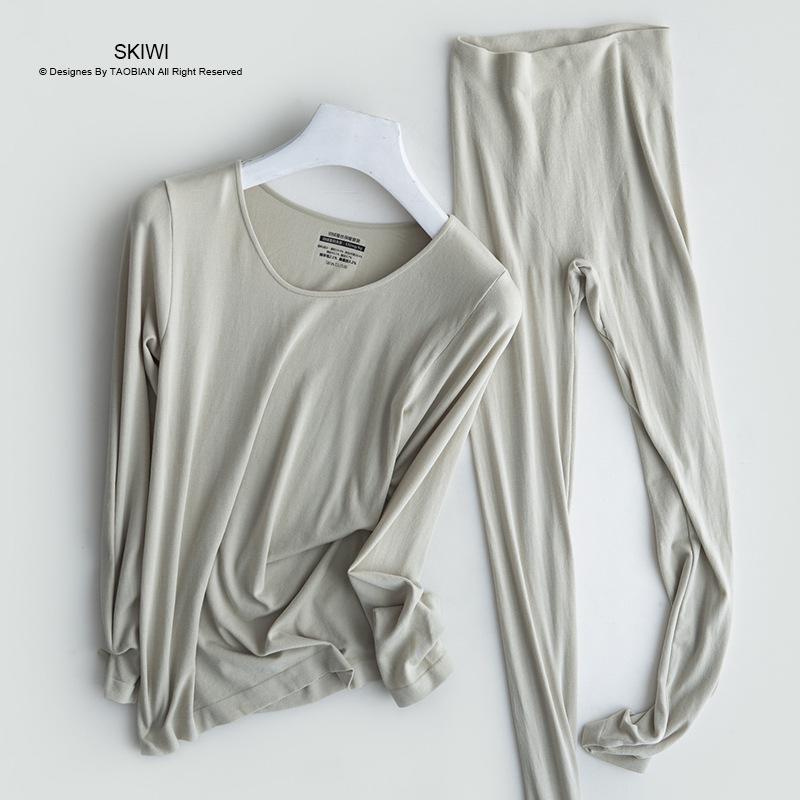 Женский бесшовный комплект термобелья из пухового шелка - тонкий костюм на осень/зиму