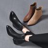 Fashion Temperament Small Bare Boots Autumn and Winter New Simple Pointed Thick Heel Short Boots Fashion Boots Leather Boots