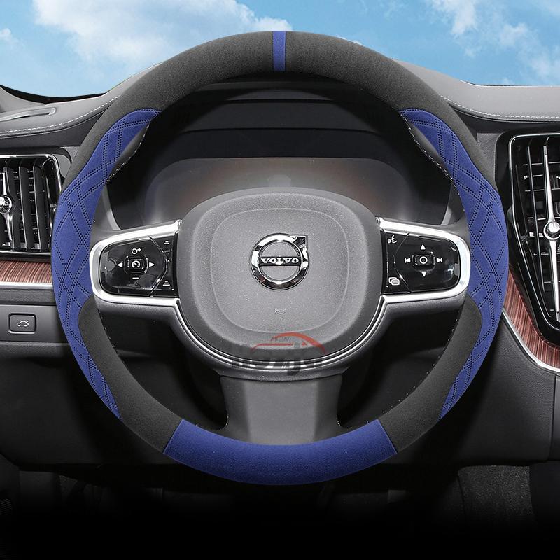 Чехол на руль автомобиля из замши для Volvo XC60 XC40 XC90 V90 S90 V60 S60 V40 EX90 EM90 Аксессуары для рулевого колеса