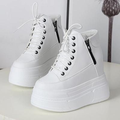 13СМ Микрофибра Натуральная Кожа Вулканизированный Летний Высокий Удобный Весенне-Осенний Платформа Женские Массивные Кроссовки Лоферы