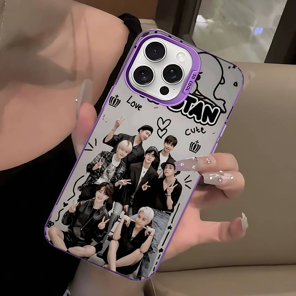 K-Pop Мультяшные Парни B-BT21S Цветной Чехол Для Телефона Для IPhone 17 16 15 14 13 12 11 Pro Max Plus Матовый Чехол