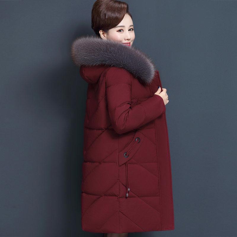 Зимнее пальто для матери в западном стиле, женская куртка среднего возраста и пожилого возраста с длинным большим меховым воротником, благородная толстая пуховая куртка
