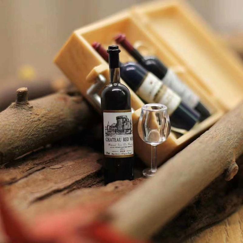 1Комплект 1:12 кукольных домиков, миниатюрная чашка для красного вина, коробка для вина, модель, домашний декор, игрушка