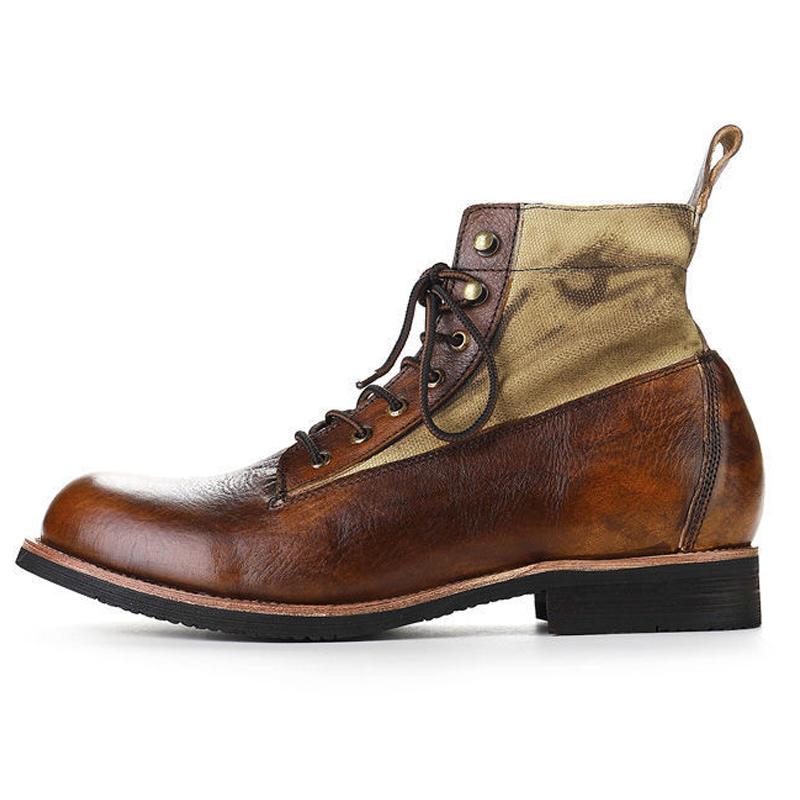 Модные винтажные мужские кожаные ботинки, высококачественные мужские ботильоны на шнуровке, новинка 2024 года, теплые плюшевые ботинки на осень-зиму, большой размер 38-48