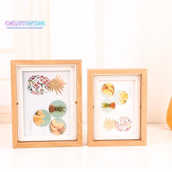 Вращающаяся фоторамка со стеклянной крышкой — сменная, изысканный вертикальный/горизонтальный настольный дисплей в деревенском стиле, двусторонняя фоторамка в скандинавском стиле