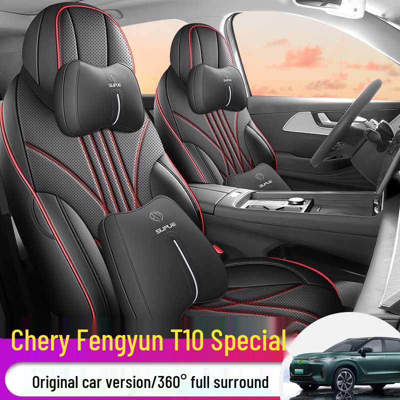 Полностью закрывающие кожаные чехлы на сиденья автомобиля Chery Fengyun T10 для 5-6 мест, всесезонные, универсальная посадка.