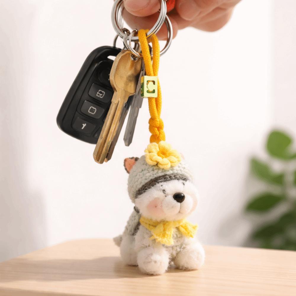 Cartoon Plush Puppy Bag Charm Fluffy Cartoon Keyring Cute Bag Accessories Women's Bag