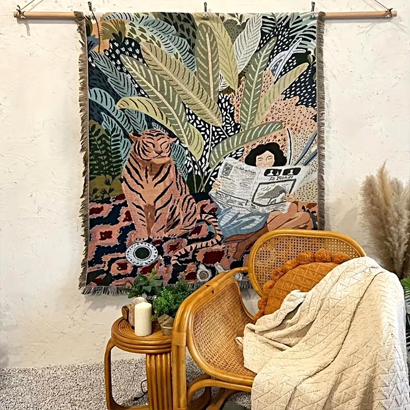 60x80cm Cartoon Print Pattern Retro Crafts Chic Pendant Decorative Tassels Ornaments Hanging Handmade Home Decoration