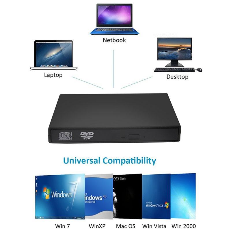 Внешний дисковод USB 2.0, тонкий DVD/CD-переписчик, записывающее устройство, устройство чтения RW