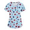 Women's Fashion V-neck Short Sleeve Workwear With Pockets  Independence Day Printed Tops