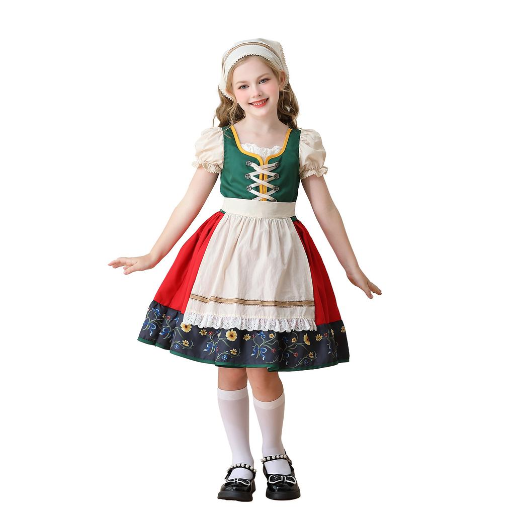 Bavarian children's clothing European pastoral girl farm Germany Munich Oktoberfest Dirndl dress