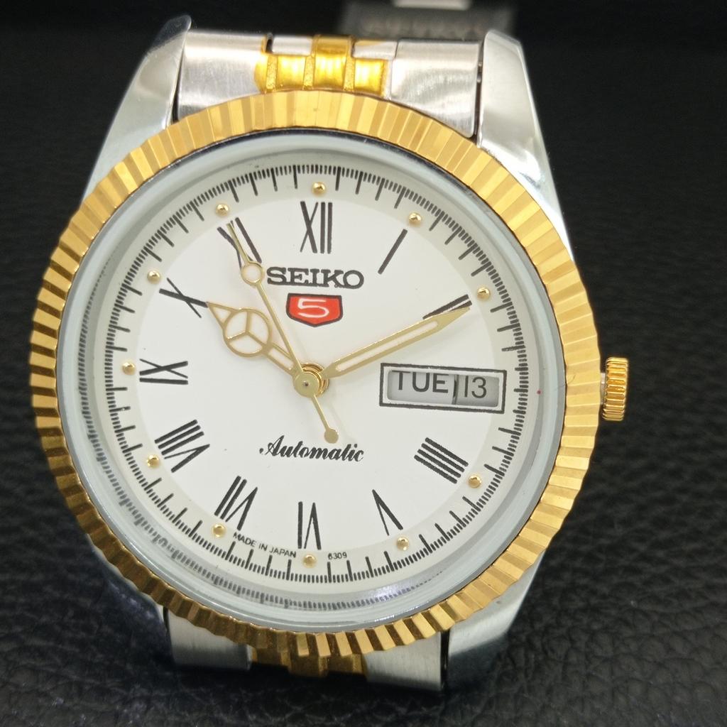 АВТОМАТИЧЕСКИЕ ВИНТАЖНЫЕ ОТРЕСТАВРИРОВАННЫЕ МУЖСКИЕ ЧАСЫ SEIKO 5 ЯПОНИЯ БЕЛЫЙ ЦИФЕРБЛАТ a443186-1