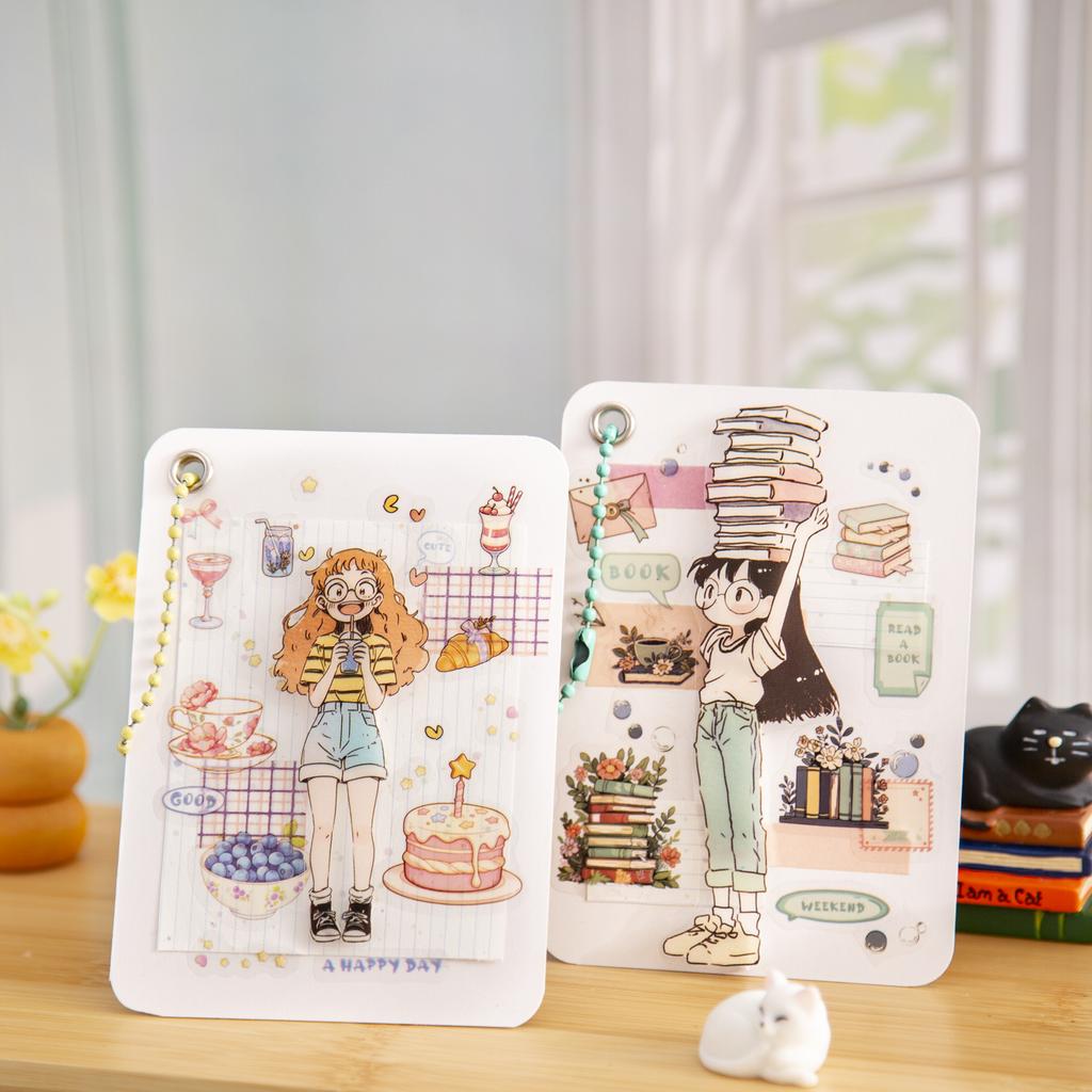 1Roll Cute Cartoon Girl Theme PET Tape 1 Roll For Scrapbooking DIY Scrapbook Collage Material Phone Case Notebook Decoration