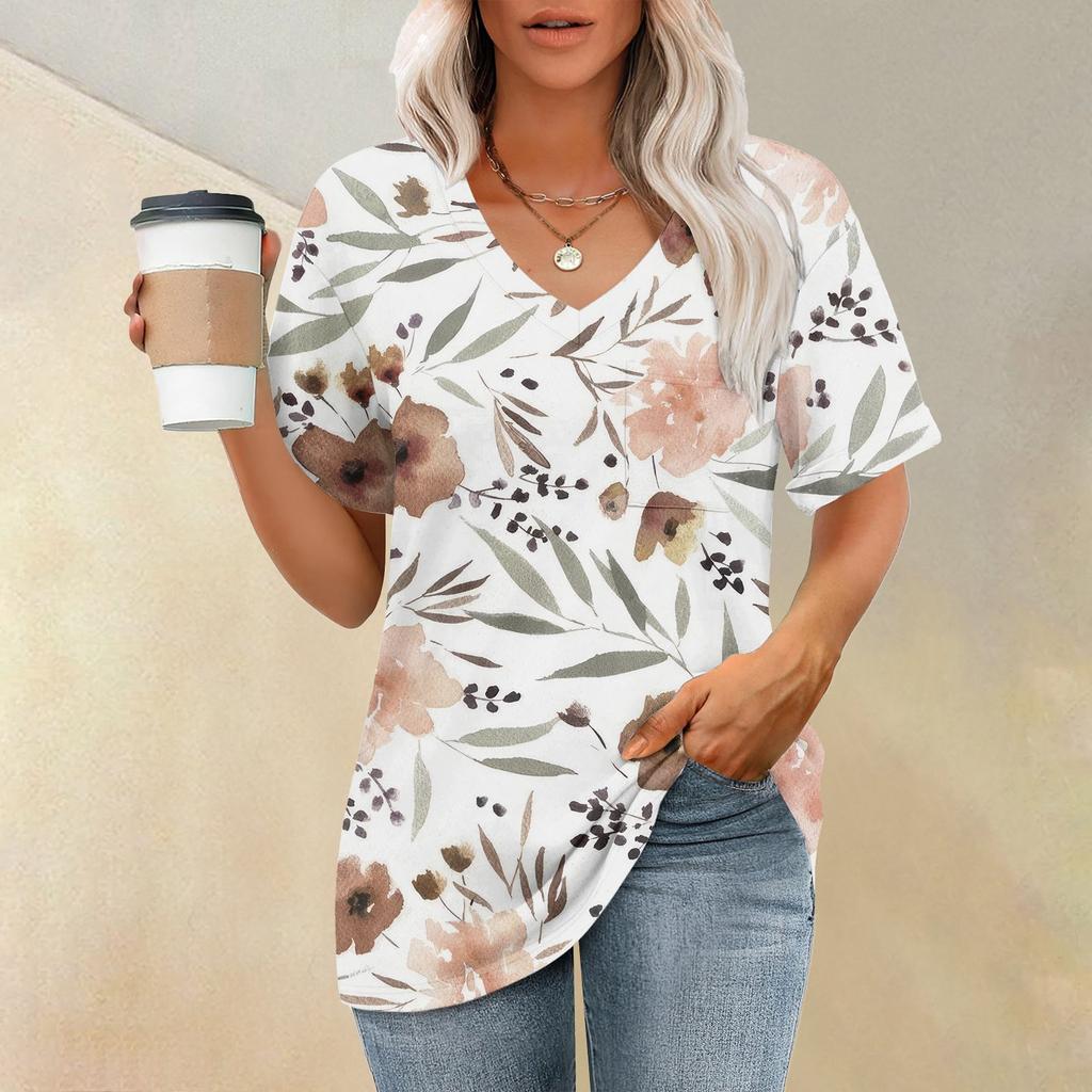 Женские футболки с V-образным вырезом и коротким рукавом, летние топы, повседневные базовые футболки, модные