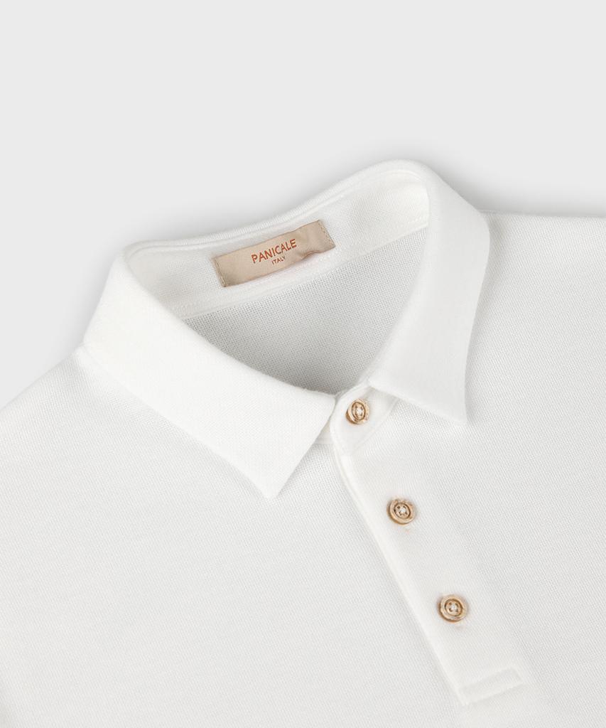 PANICALE Ivory Logo Short Sleeve Polo Knit