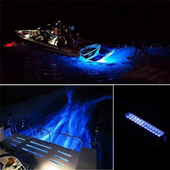 3.5inch 12V Blue LED Underwater Pontoon Marine Stainless Steel light Universal