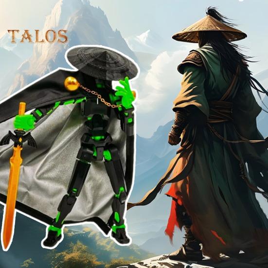 Knight-Errant Action Figure with Accessories Movable Joints 3D Printed Chinese Style Swordsman Robot Model Toy Articulated Dummy Figurine