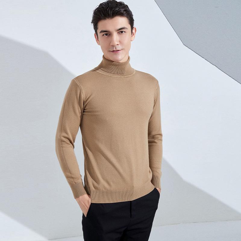 Мужской свитер крупной вязки с высоким воротником, свободный, утолщенный, повседневный, короткий, с застежкой, с длинными рукавами, базовый, верхний свитер
