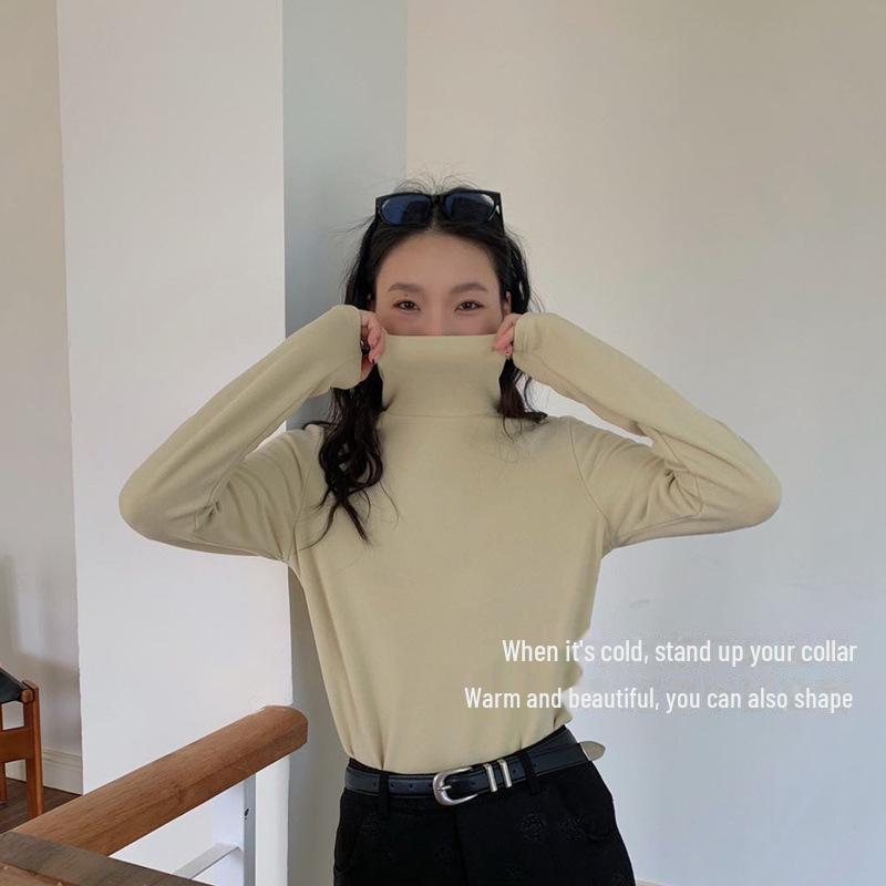 Du Xiaozhai бархатная тонкая теплая рубашка с высоким воротником для женщин - 2024 осень/зима