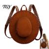 Durable Denim Material Pack Western Cowgirl Hat Backpack, Retro Style Backpack with Adjustable Straps, Cowboy Design Daypack for Women Travel