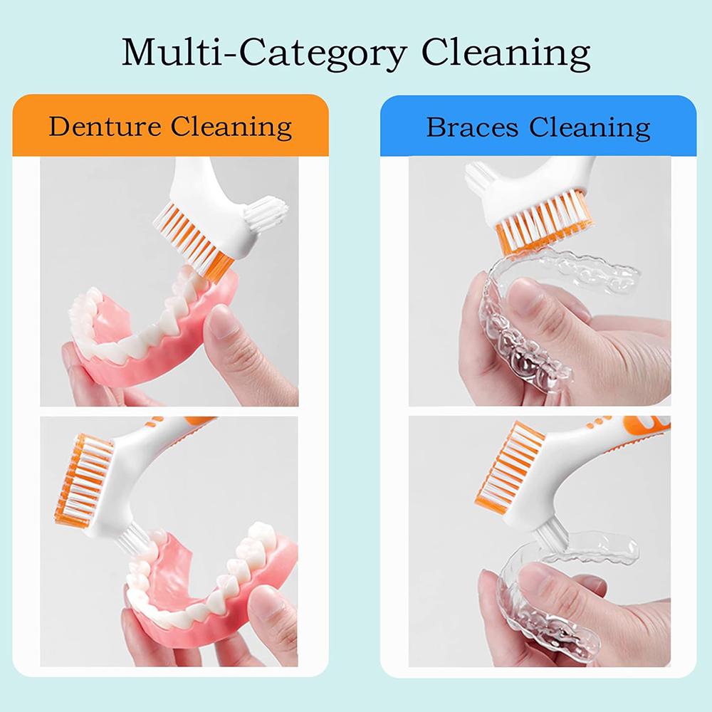 4 шт. Двусторонние зубные щетки для зубных протезов для ухода за чисткой зубных протезов