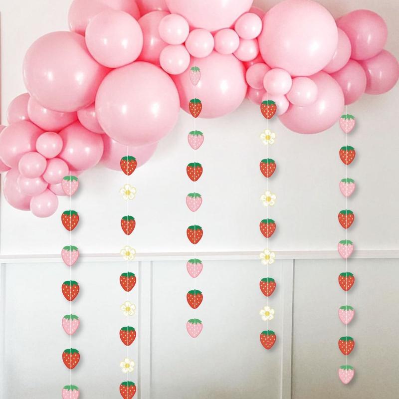 1 шт. Новые бумажные шпажки в виде фруктов клубники и ананаса, гавайская гирлянда для украшения, оформление фона для детского дня, дня рождения