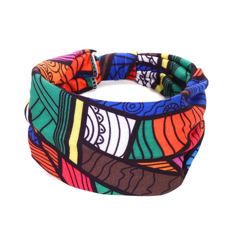 Модная хлопковая эластичная повязка на голову с африканским узором и принтом в виде крученой резинки для волос, широкие повязки для волос, бандана, тюрбан, повязка на голову