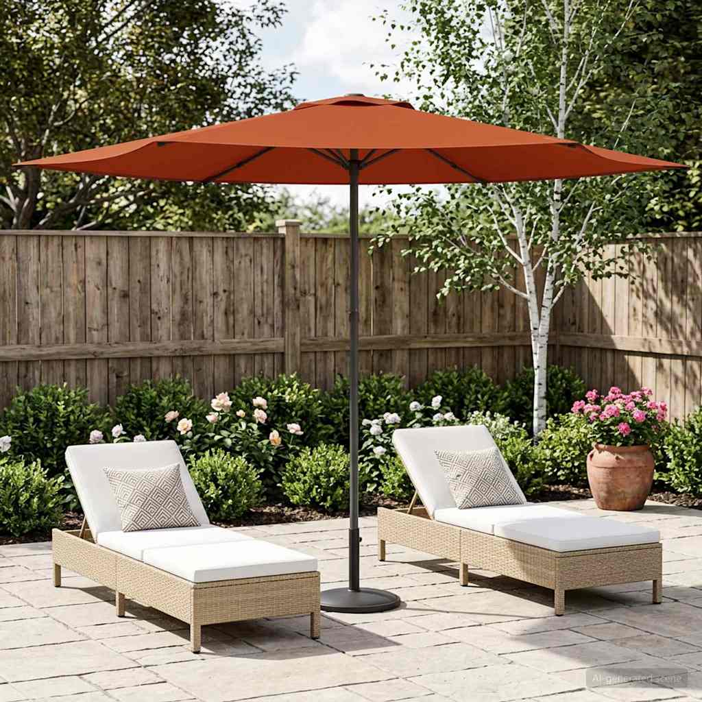 Garden Umbrella with Base 300 x 300 cm Polyester Rectangular