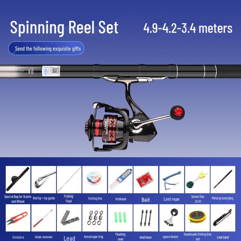 Super Hard 19-Tune Fishing Rod - Wheat & Corn Design, No-Cut Front-Casting, Lightweight Multi-Position Hand Rod Combo.