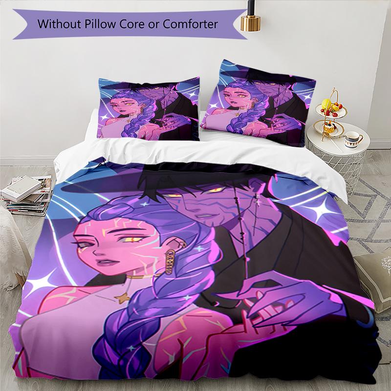 3pcs KPop Demon Hunters18 Design Cover Set - HD Printed Bedding with 1 Cover and 2 Pillowcases - Perfect for Home and Dorm Decor