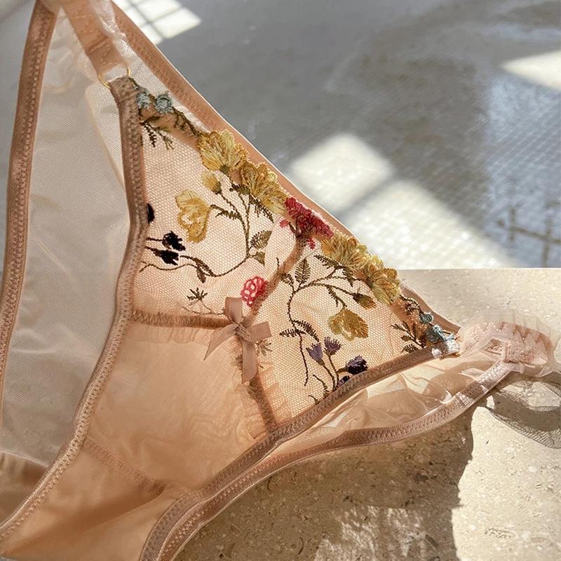 New Lace Camisole Ultra Thin Underwear Sexy Lace Embroidery Push Up Bra Set Women Romantic Flowers Body Shaper Tops and Panties