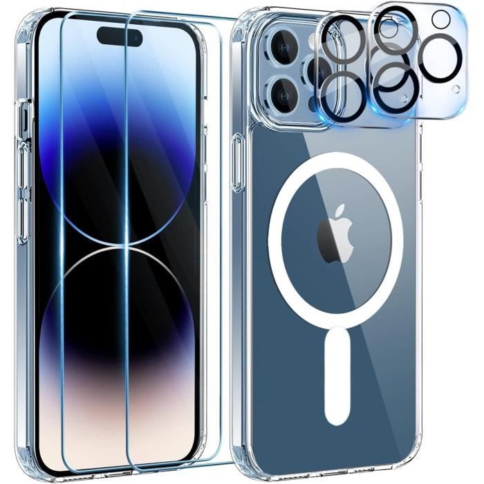 Чехол со встроенным магнитным кольцом для iPhone 15 PRO и 2 Закаленных стекла для экрана и 2 Защиты для камеры Phonillico®
