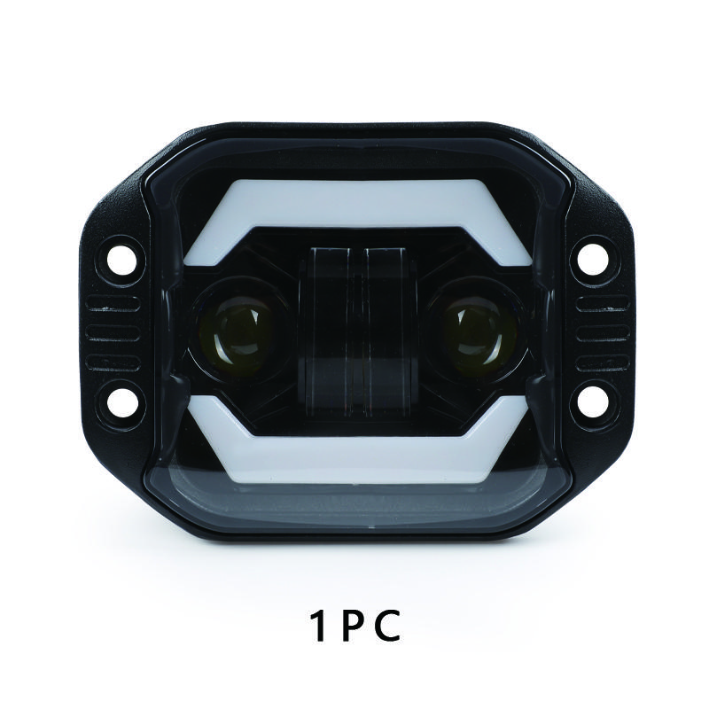 4-inch Wrangler Yellow and White Angel Eye Off Road Vehicle Work Light LED Square Spot Light Embedded Front Bar Middle Mesh Fog