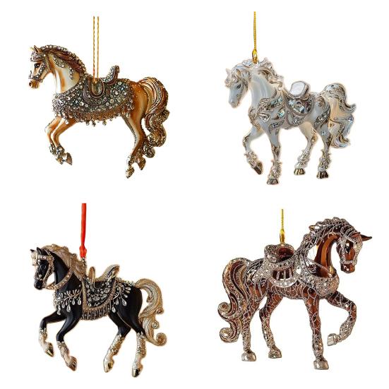 Лошадь Украшение Сверкающий Страз Лошадь Украшение на Елку 2D Акриловая Подвеска Праздничный Сувенир Подарки для Женщин Девушек Любителей Лошадей
