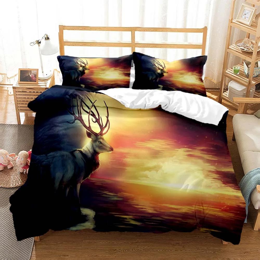 Milu Deer 3D Print Bedding Set Cozy Duvet Cover King Queen Twin Single Size Birthday Gift Boy Kid Bedroom Decoration