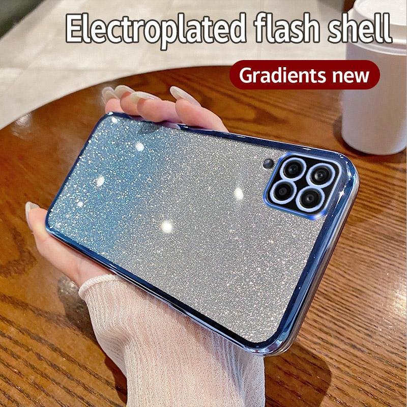 Чехол для Samsung Galaxy A12 Чехол для телефона Samsung Galaxy M12 F12 Блестящий блестящий силиконовый объектив камеры Мягкая задняя крышка