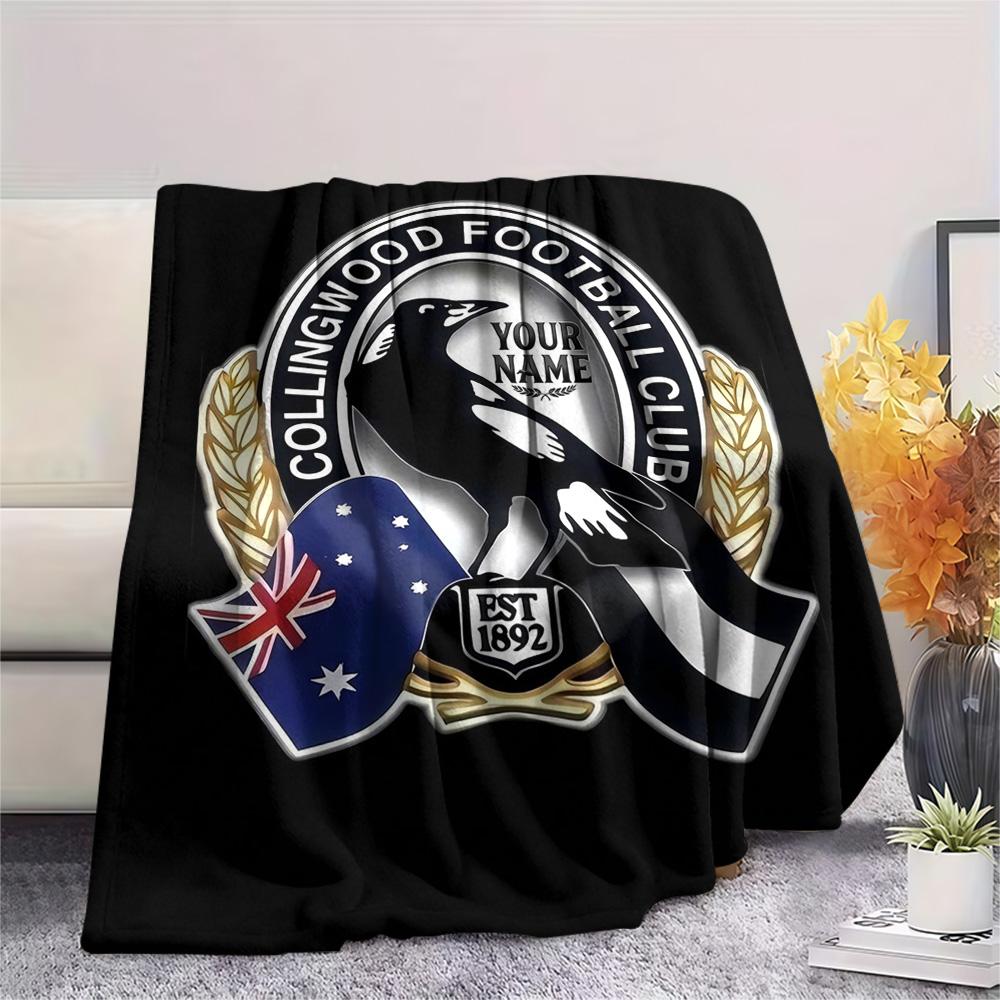 1PC Collingwood Raven Crest Custom Name Patterned Flannel Blanket Suitable For All Seasons For Home Decor Warmth And Comfort Gifts Holiday Present