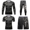 Mens 3D Printed Quick-Dry Stretch Athletic Compression Set Basketball Gym Running Cycling