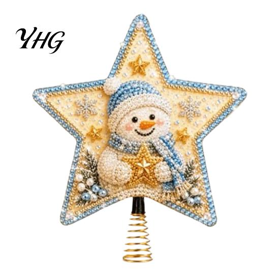 Spring Base Tree Top Star DIY Christmas Topper Kit with Faux Pearl & Rhinestone Materials, Santa Snowman Reindeer Handcrafted Seasonal Angel