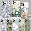 Художественный чехол для телефона с ботаническим рисунком для iPhone 16,15,14,13,12,11 Plus,Pro Max,XS,X,XR,SE,Mini,8,7 Мягкий силиконовый черный чехол