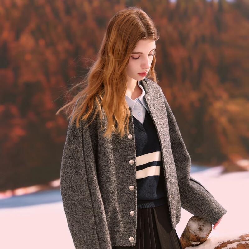 SanCai 2025 Winter Short Bouclé Wool Coat