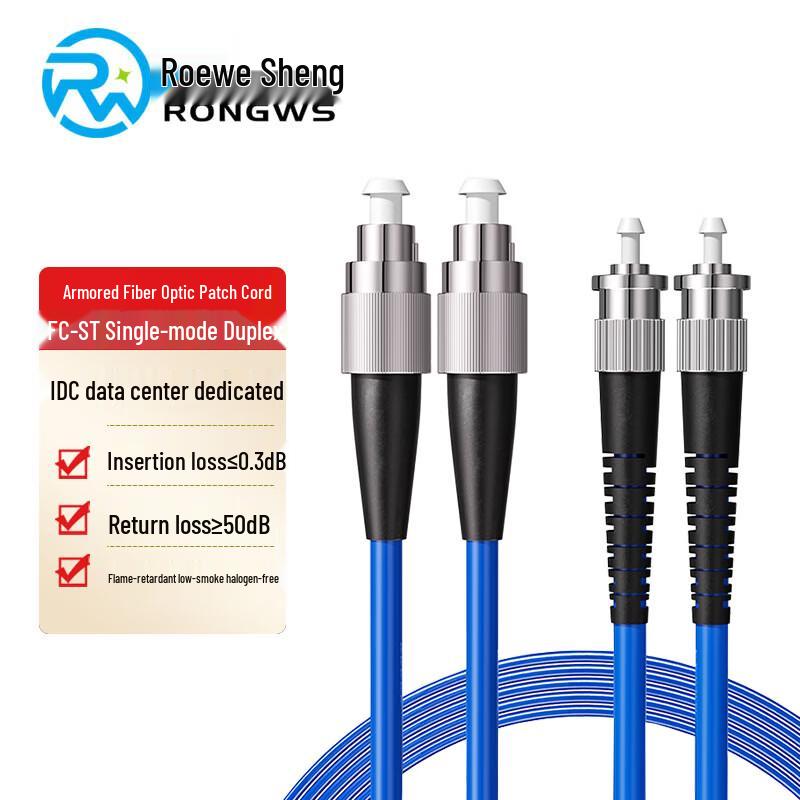 Rongweisheng Armored Dual-Core Single-Mode Fiber Optic Patch Cable