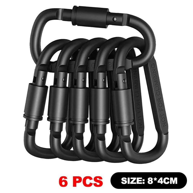 6pcs Carabiner Set Camping Survival Daily Keychain Key Chain Tactical Alloy Aluminum Caribiner Hook Outdoor Karabiners Clip Hook